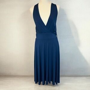 EVA MENDES for New York & Company Navy Sleeveless Convertible Tie-Back Dress